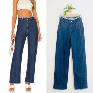WeWoreWhat NWT Frayed WB Straight Jeans Color True Blue